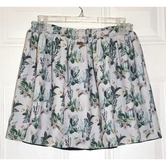 Catimini Reversible Skirt Girls Size 12 Year Elastic Waist Stars Cactus Flowers - Picture 10 of 16